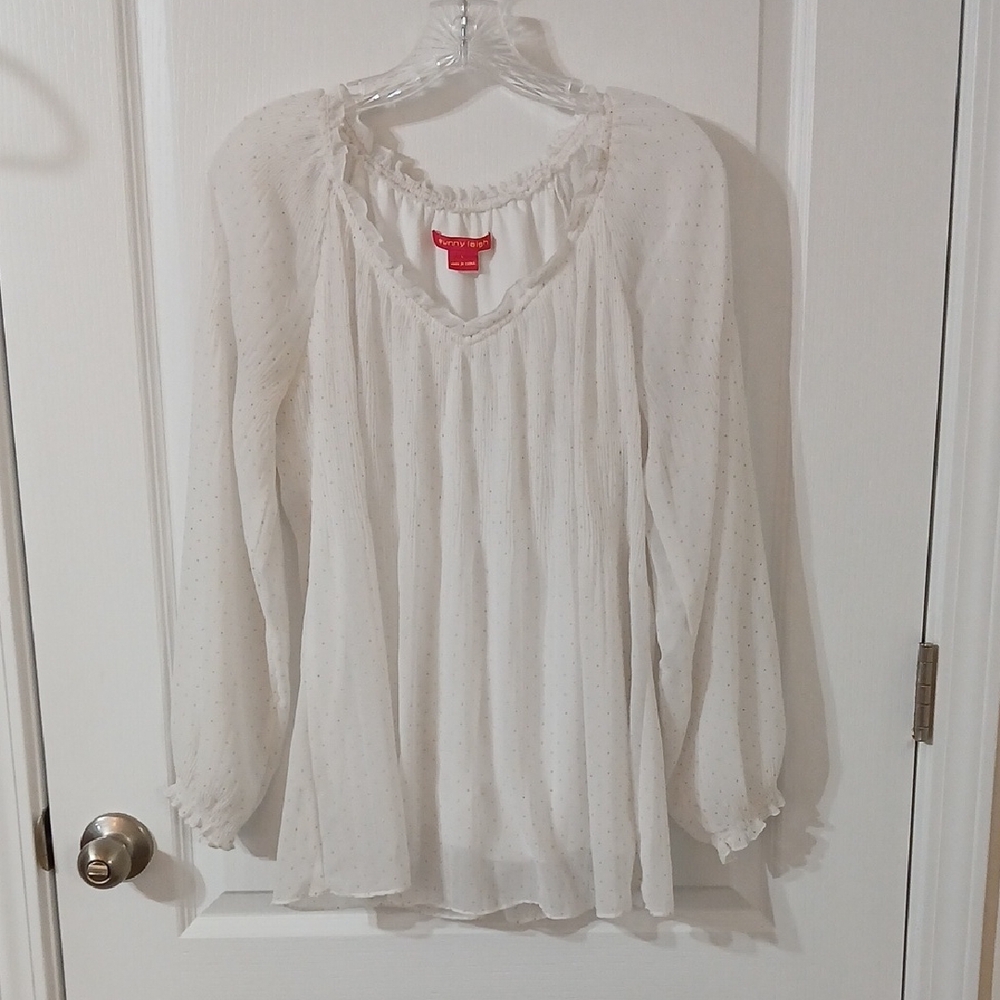 Sunny Leigh Cream with Gold Dots Blouse
